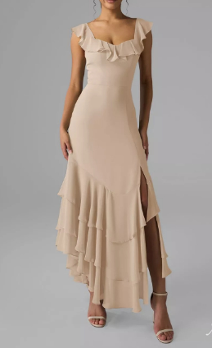 AW BRIDAL 8 M champagne Anaya bridesmaid wedding guest midi dress NEW B35